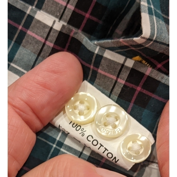 Barbour Milecastle Blue Green Plaid Long Sleeve Button Down Size Large - Picture 5 of 7